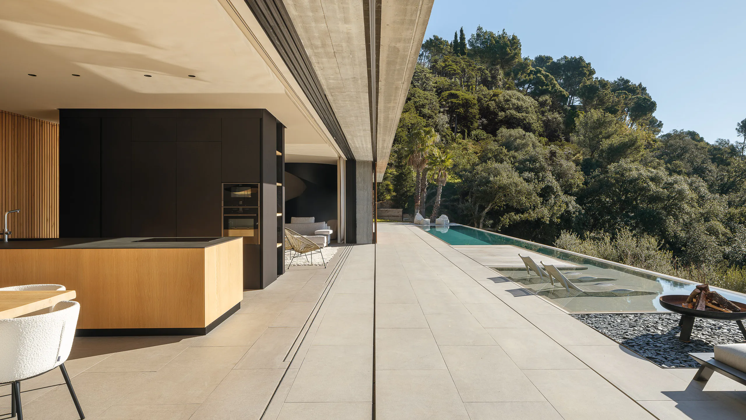 Generous shaded terrace designed for passive outdoor living