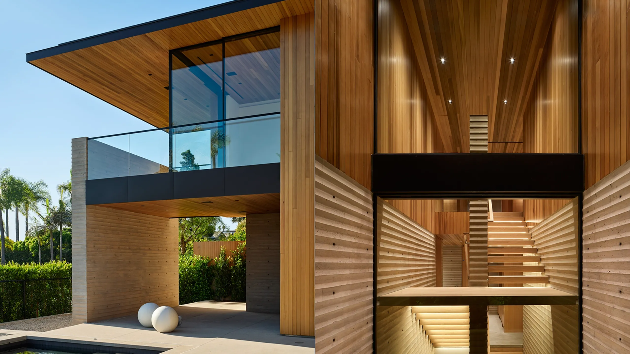 Detailed junction of timber structure and architectural glass